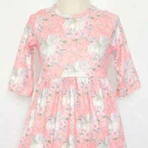 Clover Cottage  Girls Dress Pink glitzy pumpkin floral fall dress comfort &style